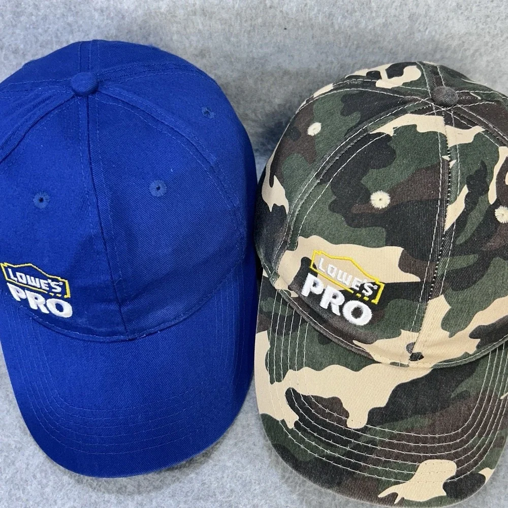 Lowe's PRO Hat Lot 2 Snapback Caps Blue Camo Embroidered‎ Adjustable